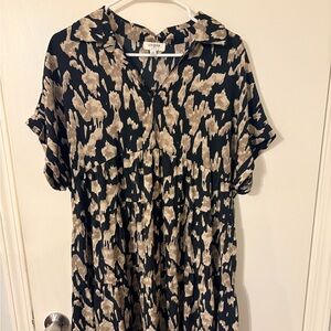 Umgee Black and Tan Patterned Dress